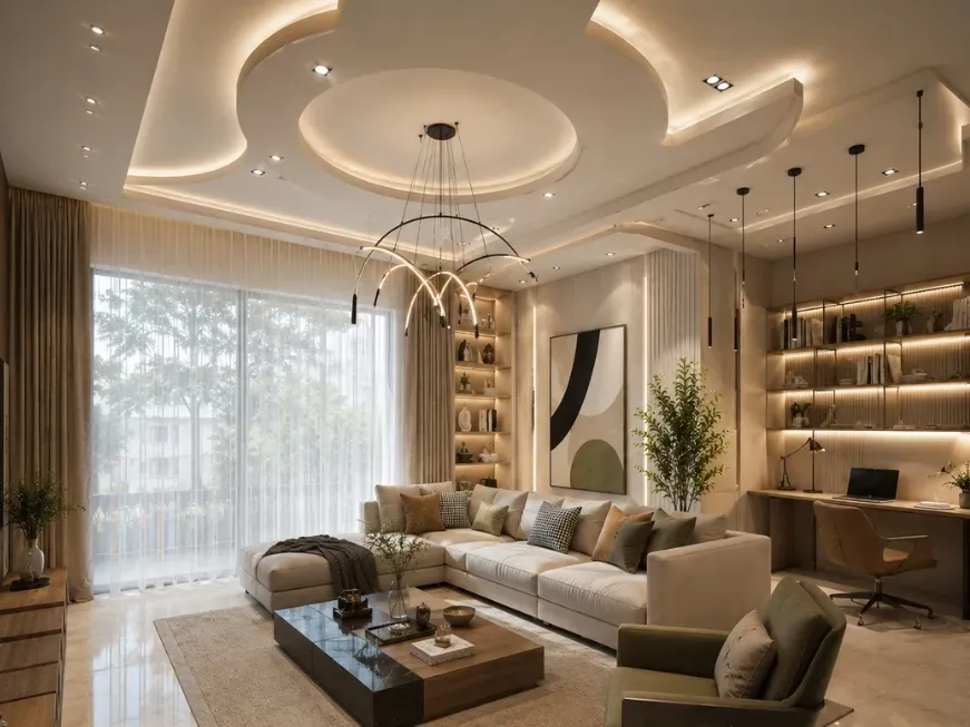 2bhk interior ceilings & lighting design