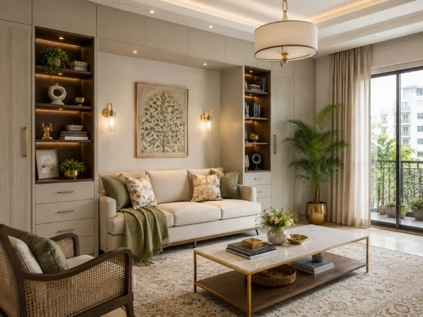 2bhk living room storage ideas