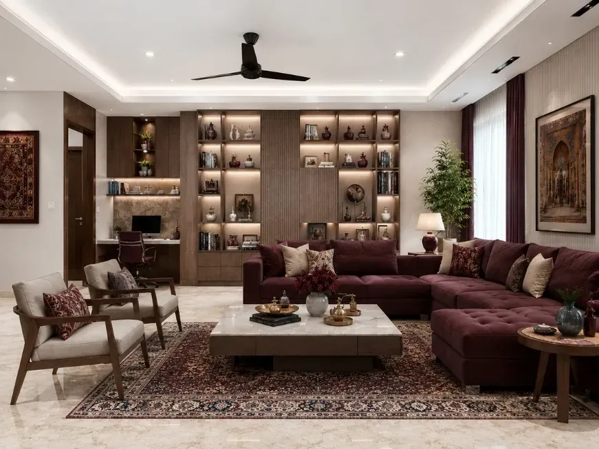 2bhk living room storage design for greater noida homes