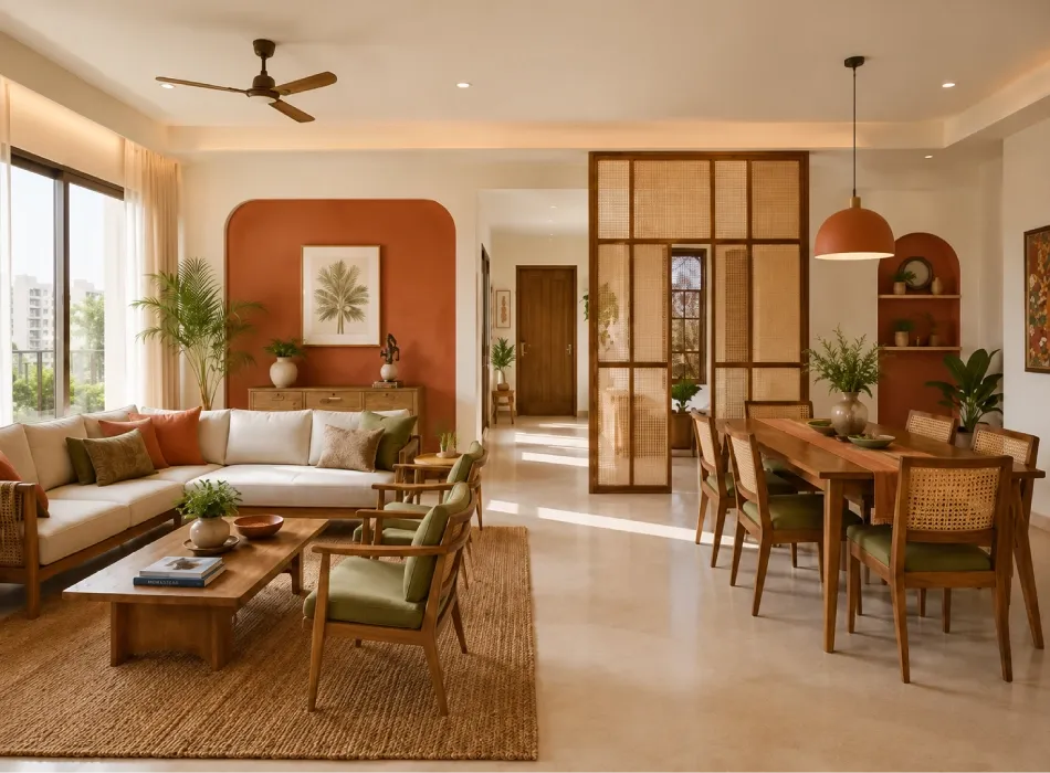 3bhk living and dining room design for faridabad homes