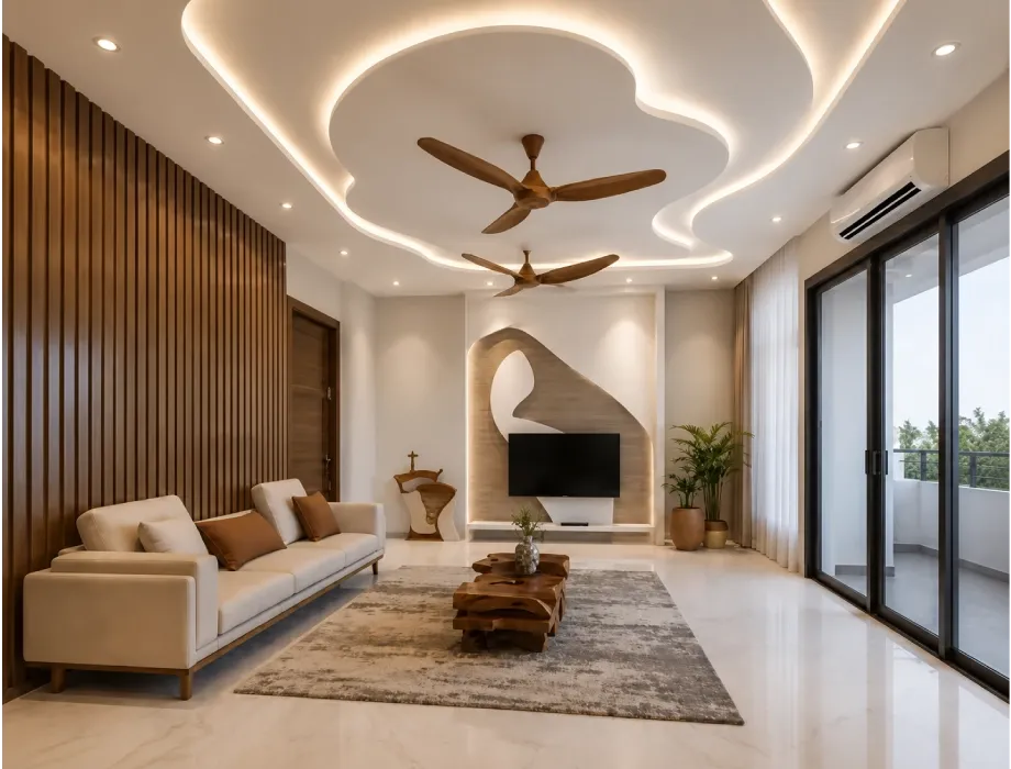 3bhk false ceiling and lighting design in gurugram