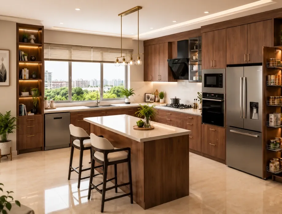 3bhk kitchen Interior design for gurugam homes