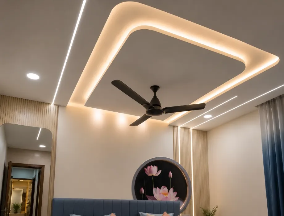 3bhk false ceiling and lighting design for noida homes