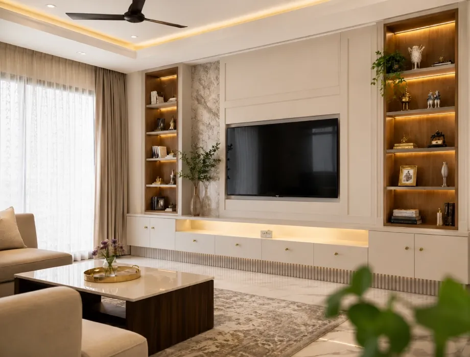 2bhk living room interior design for faridabad homes