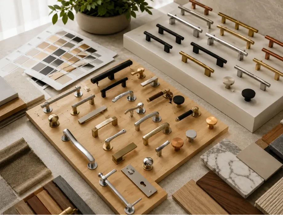 hardware and lighting selection for 2bhk interior design