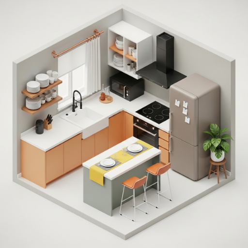 L-shape kitchen icon