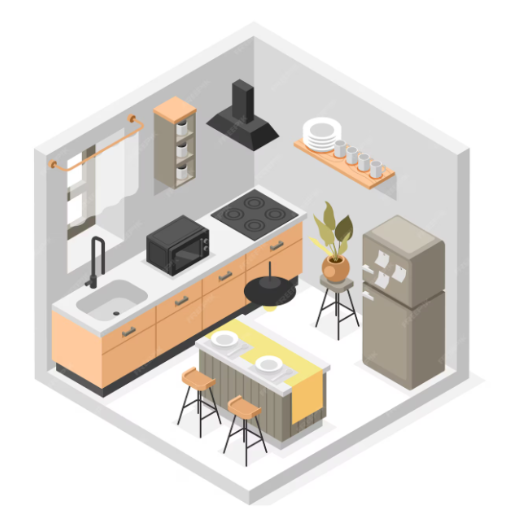 L-shape kitchen icon